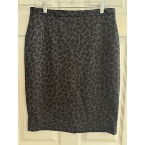 Ann Taylor Gray Leopard Pencil Skirt Size 10 Slit
